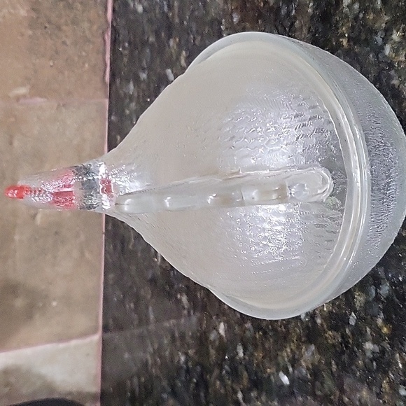 Vintage Indiana Glass ~ Hen On Nest ~ Clear With Painted Red Comb - Picture 5 of 5